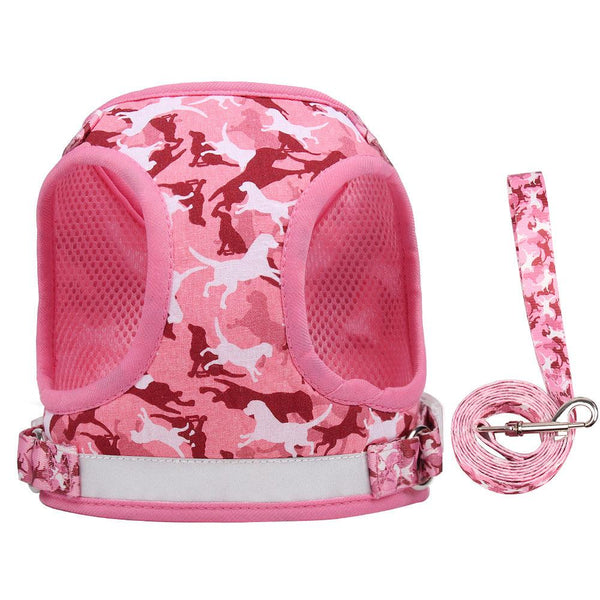Reflective Adventure Pet Harness With Printed Leash
