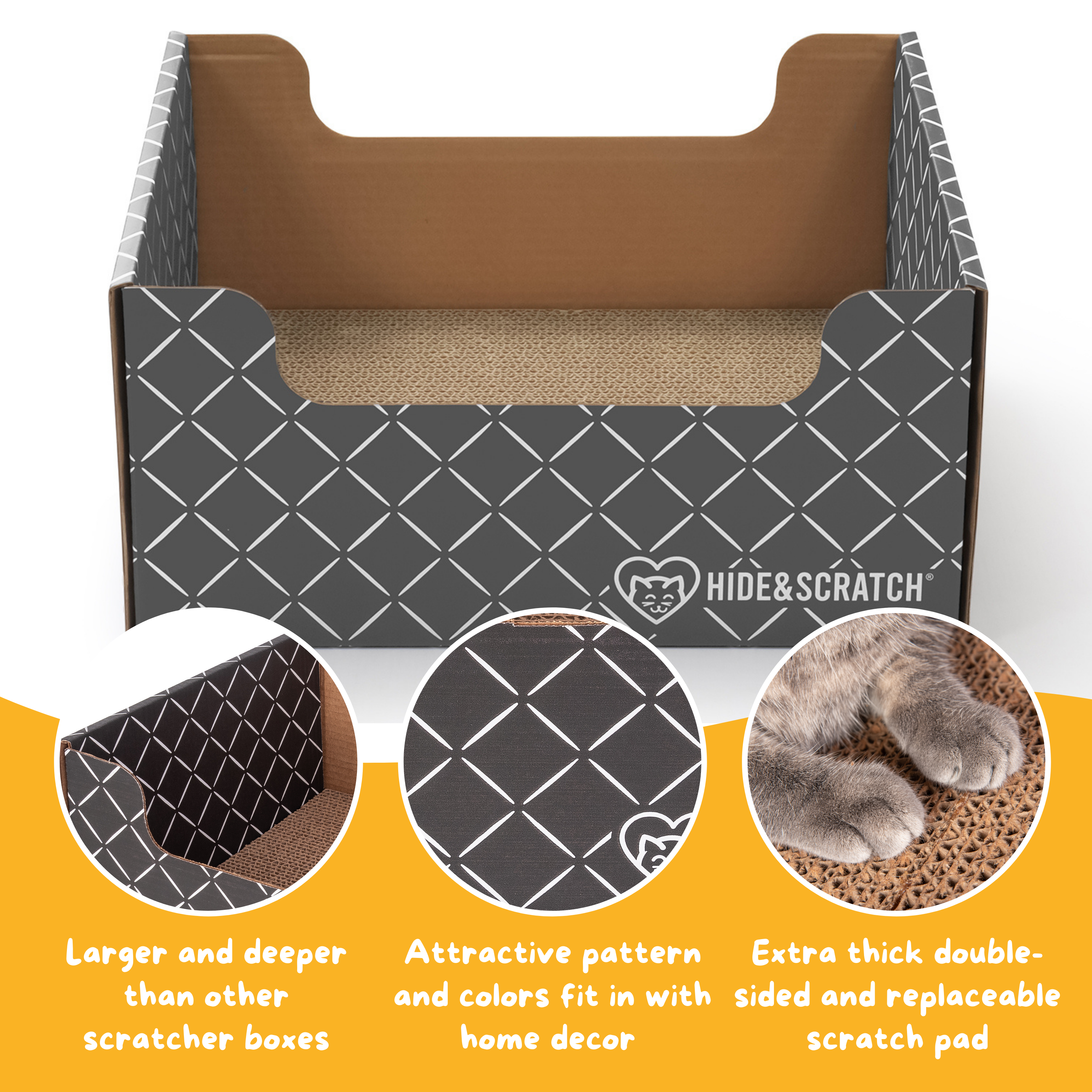Extra Large Cat Scratcher Box - Premium Hide & Scratch Lounge for Big Cats