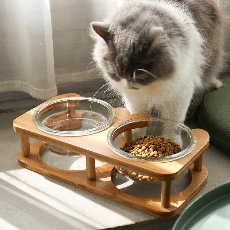 Premium Glass Cat Bowls – Elevated Dining Set | Fluffy Garden
