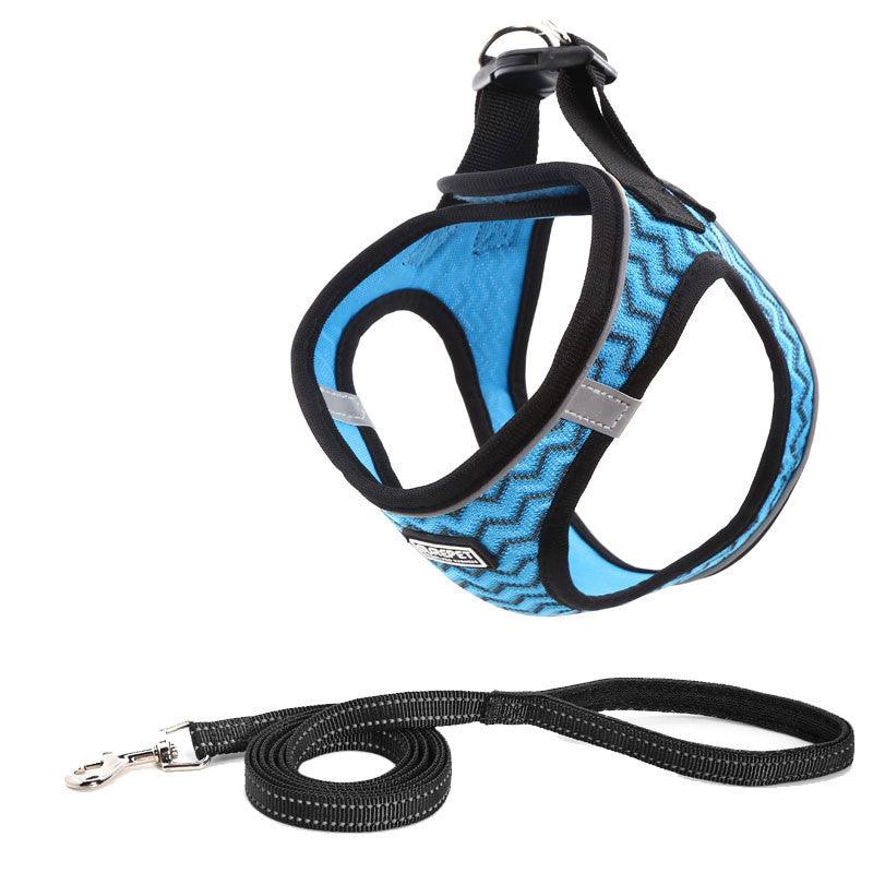 Reflective Mesh Dog Leash And Harness Set - Lightweight And Comfortable Traction Suit For Dogs