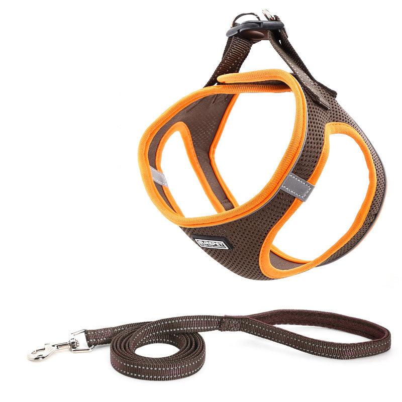Reflective Mesh Dog Leash And Harness Set - Lightweight And Comfortable Traction Suit For Dogs