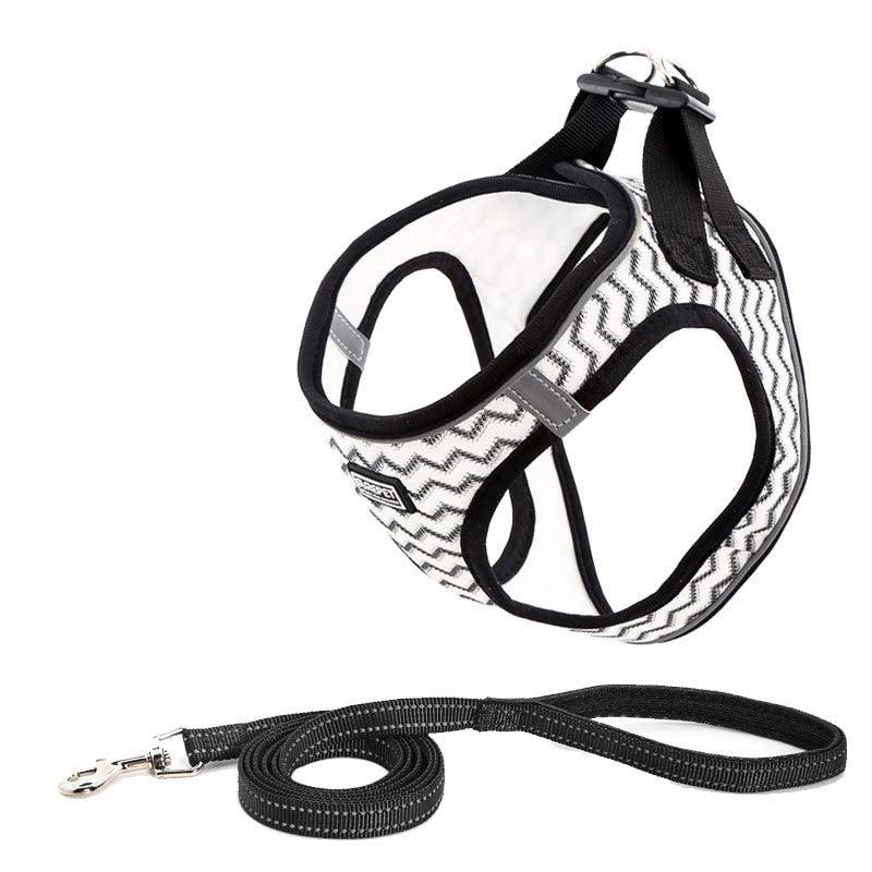 Reflective Mesh Dog Leash And Harness Set - Lightweight And Comfortable Traction Suit For Dogs
