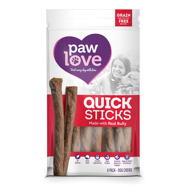 Paw Love 6" Bully Stick Dog Chews (6-Pack)