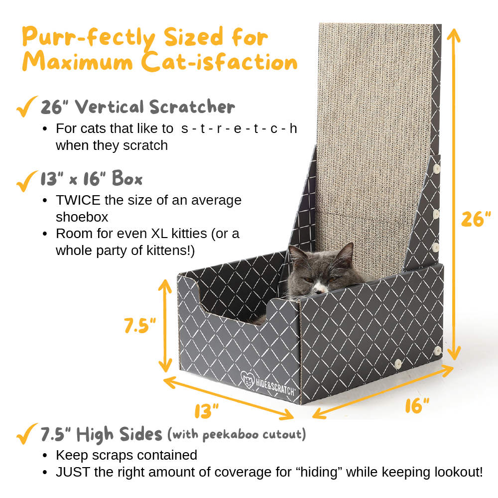 Cat Scratcher Box with Bed - 26" L-Shaped Cardboard Scratching Post for Indoor Cats