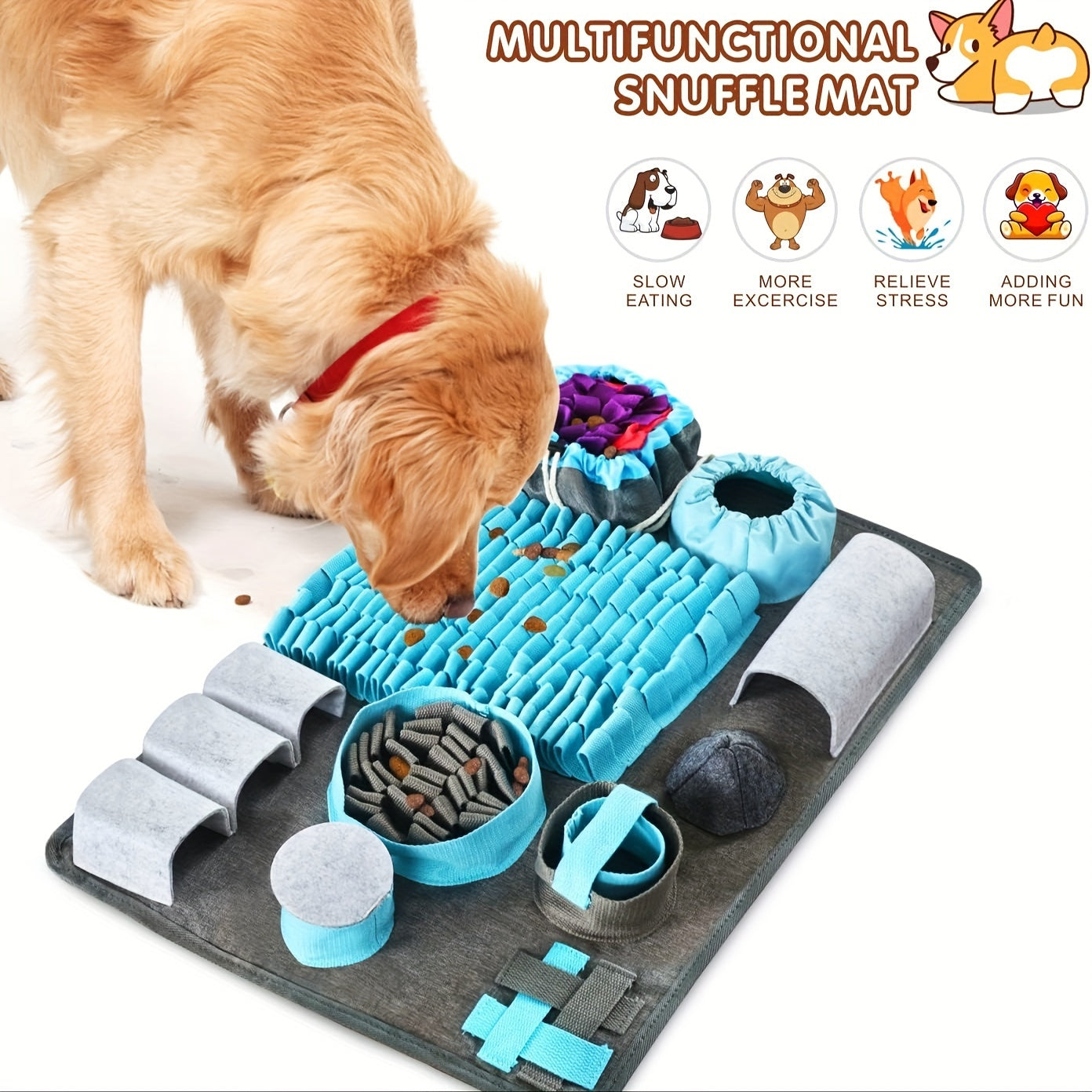 Snuffle Mat for Dogs Slow Feeder Puzzle Toy | Fluffy Garden