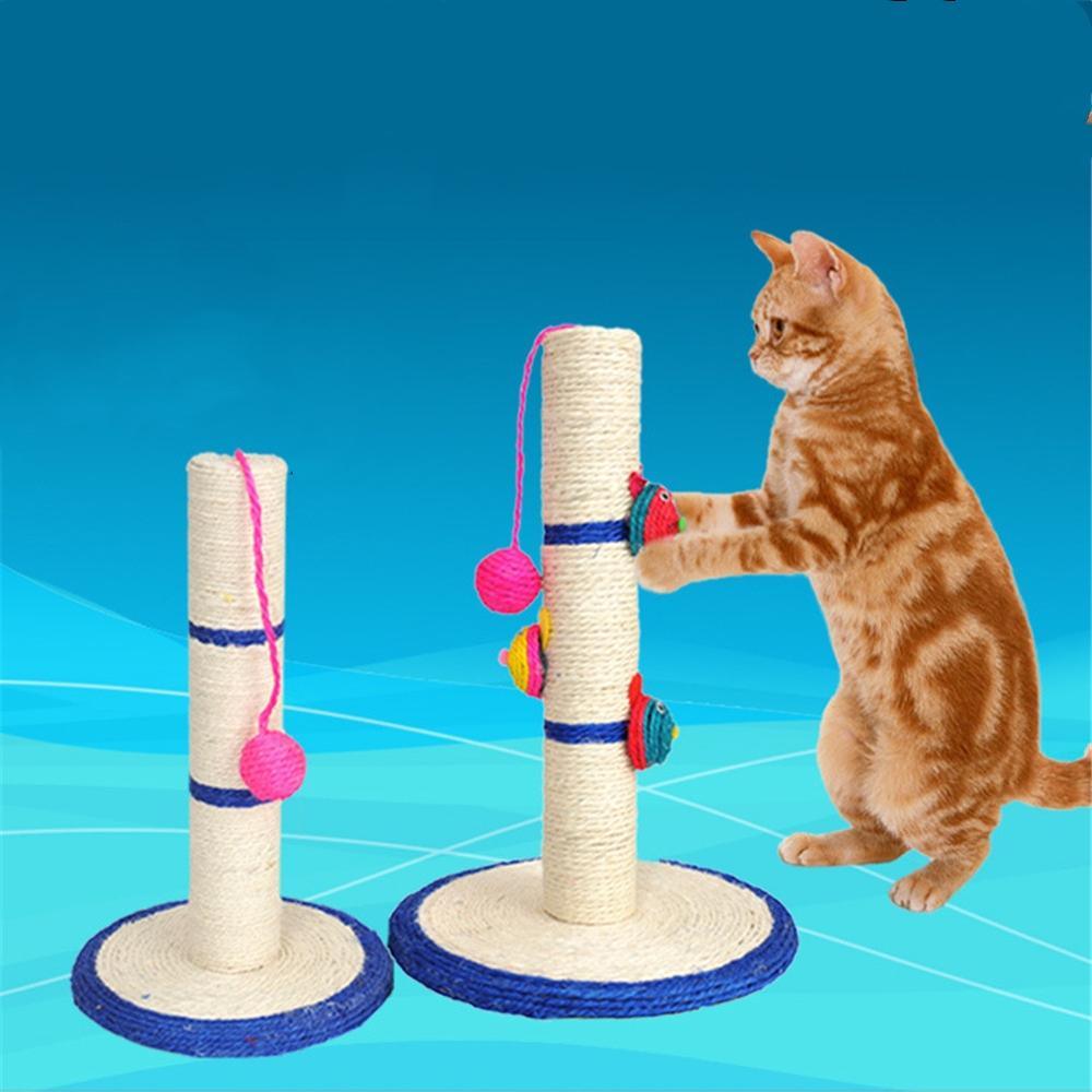 Sisal Cat Scratching Post with Interactive Toys - Natural Rope Scratcher | Multi-Level Play Tower
