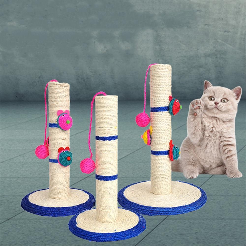 Sisal Cat Scratching Post with Interactive Toys - Natural Rope Scratcher | Multi-Level Play Tower