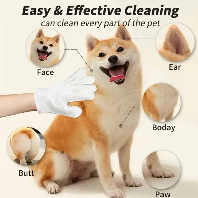Professional Pet Grooming Wipes & Gloves Kit - Multi-Purpose Cleaning Solution for Dogs & Cats