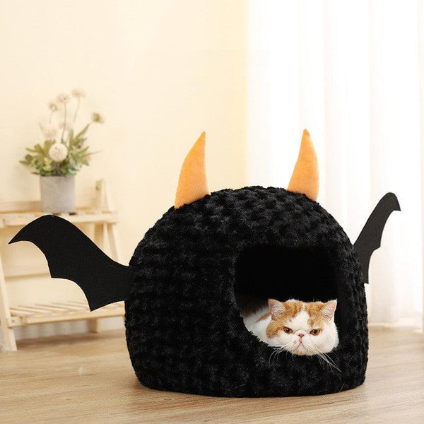 Cozy Halloween Devil Den Pet Bed
